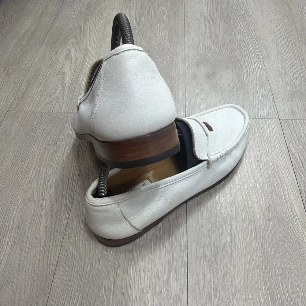 BRUNO MAGLI Mens 10 M Slip On Penny Loafers Ivory Leather Hand-Made Italy Shoes